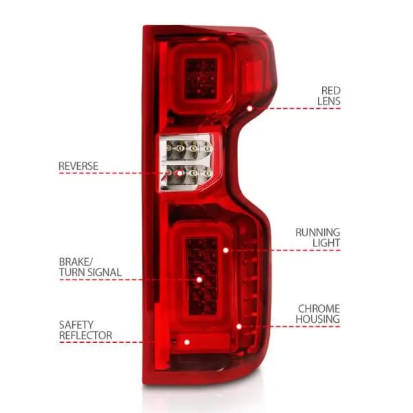 ANZO 19-21 Chevy Silverado Full LED Taillights Chrome Housing Red/Clear Lens G2 (w/C light Bars) thumbnail 8