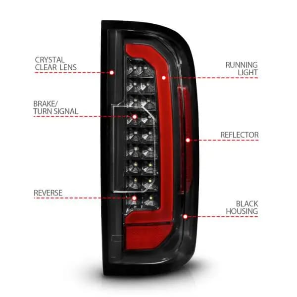 ANZO 15-21 GMC Canyon Full LED Taillights w/ Red Lightbar Black Housing/Clear Lens thumbnail 11