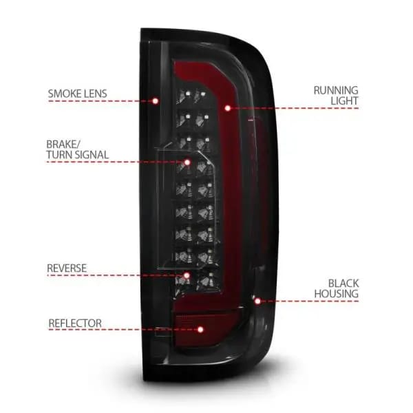 ANZO 15-21 GMC Canyon Full LED Tail Lights w/ Red Lightbar Black Housing Smoke Lens thumbnail 5