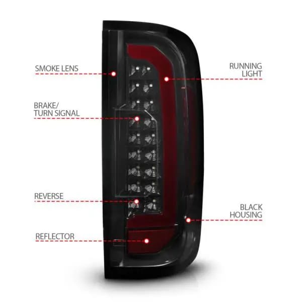 ANZO 15-21 GMC Canyon Full LED Tail Lights w/ Red Lightbar Black Housing Smoke Lens thumbnail 11