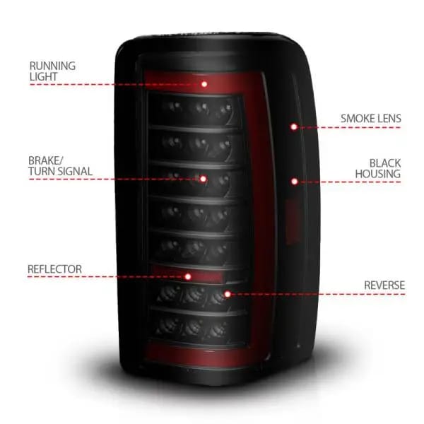 ANZO 00-06 Chevrolet Tahoe / GMC Yukon Full LED Taillights w/ Lightbar Black Housing/Smoke Lens thumbnail 10