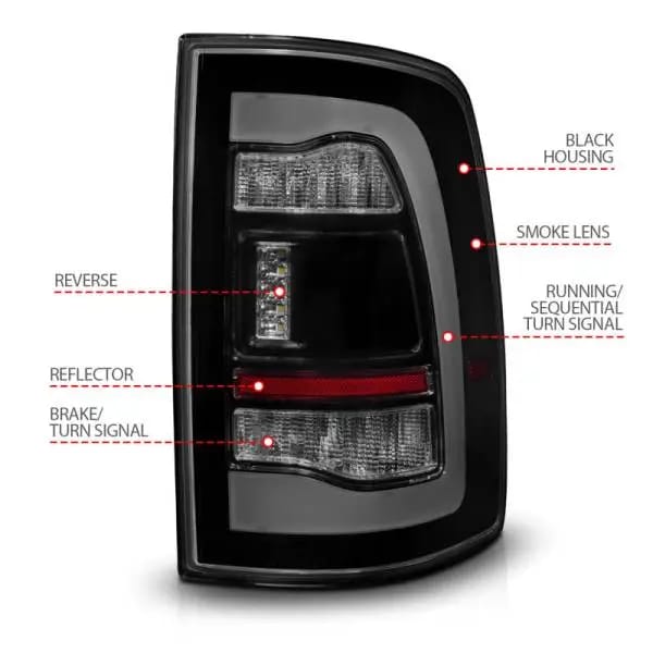 ANZO 09-18 Dodge Ram 1500 Sequential LED Taillights Smoke Black thumbnail 10