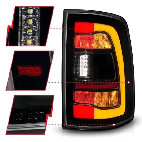 ANZO 09-18 Dodge Ram 1500 Sequential LED Taillights Smoke Black w/Switchback Amber Signal thumbnail 4