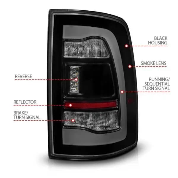ANZO 09-18 Dodge Ram 1500 Sequential LED Taillights Smoke Black w/Switchback Amber Signal thumbnail 5