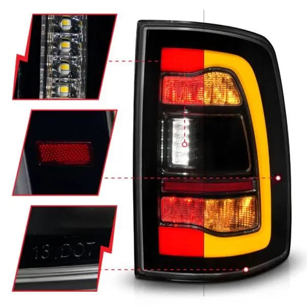 ANZO 09-18 Dodge Ram 1500 Sequential LED Taillights Smoke Black w/Switchback Amber Signal thumbnail 9