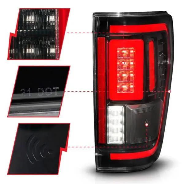 ANZO 21-23 Ford F-150 LED Taillights Seq. Signal w/BLIS Cover - Black (For Factory Halogen ONLY) thumbnail 4