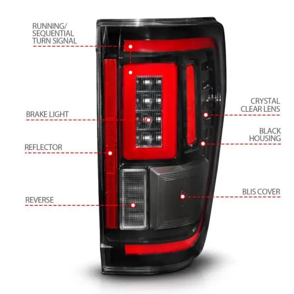 ANZO 21-23 Ford F-150 LED Taillights Seq. Signal w/BLIS Cover - Black (For Factory Halogen ONLY) thumbnail 10