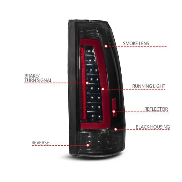 ANZO 88-99 Chevy/GMC C/K1500/2500/3500 Full LED Light Tube Taillights Black Housing Smoke Lens thumbnail 4