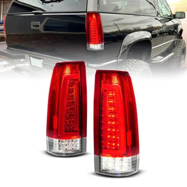 ANZO 88-99 Chevy C/K1500/2500/3500 Full LED Light Tube Taillights Chrome Housing Red/Clear Lens thumbnail 2