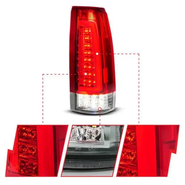 ANZO 88-99 Chevy C/K1500/2500/3500 Full LED Light Tube Taillights Chrome Housing Red/Clear Lens thumbnail 3