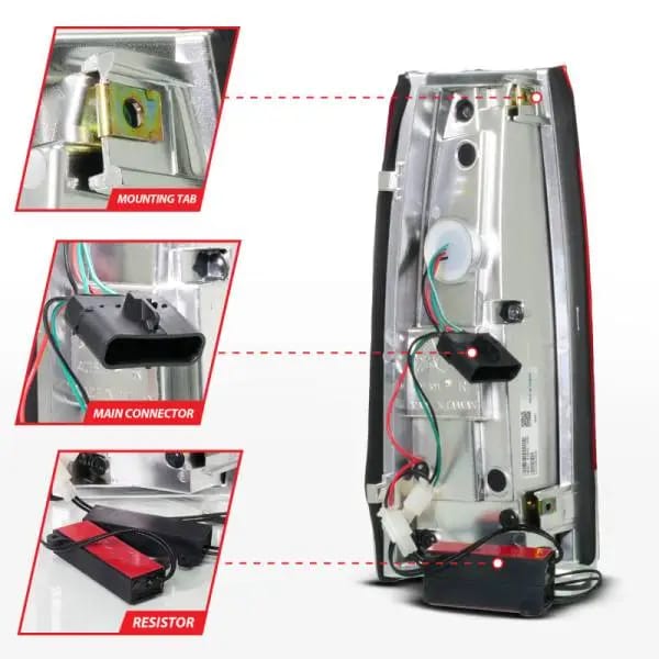 ANZO 88-99 Chevy C/K1500/2500/3500 Full LED Light Tube Taillights Chrome Housing Red/Clear Lens thumbnail 5