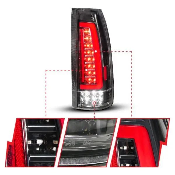 ANZO 88-99 Chevy/GMC C/K1500/2500/3500 Full LED Light Tube Taillights Black Housing Clear Lens thumbnail 3