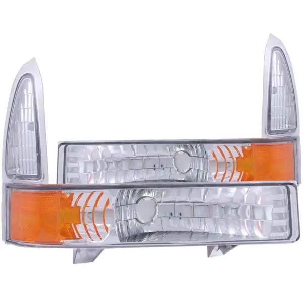 ANZO 2000-2004 Ford Excursion Euro Parking Lights Chrome w/ Amber Reflector thumbnail 2