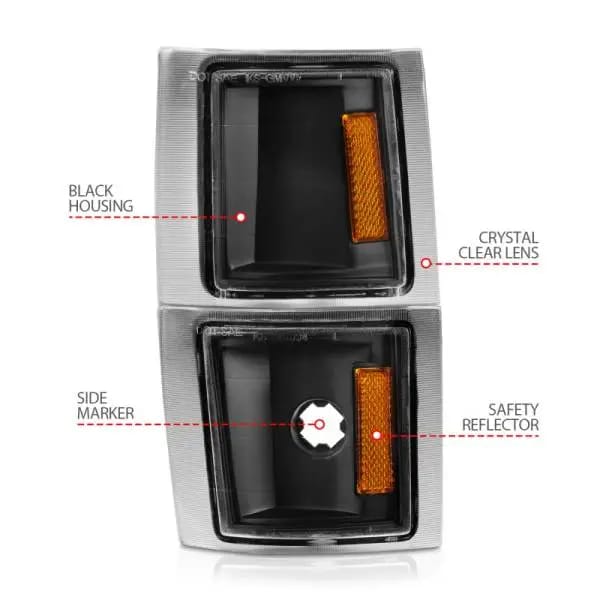 ANZO 1994-1998 Chevrolet Blazer Corner Lights Black Housing Clear Lens w/ Amber Reflector thumbnail 9