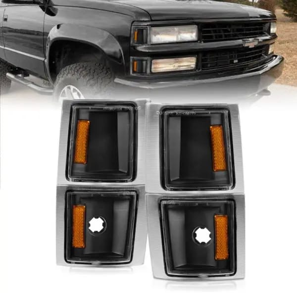 ANZO 1994-1998 Chevrolet Blazer Corner Lights Black Housing Clear Lens w/ Amber Reflector thumbnail 2