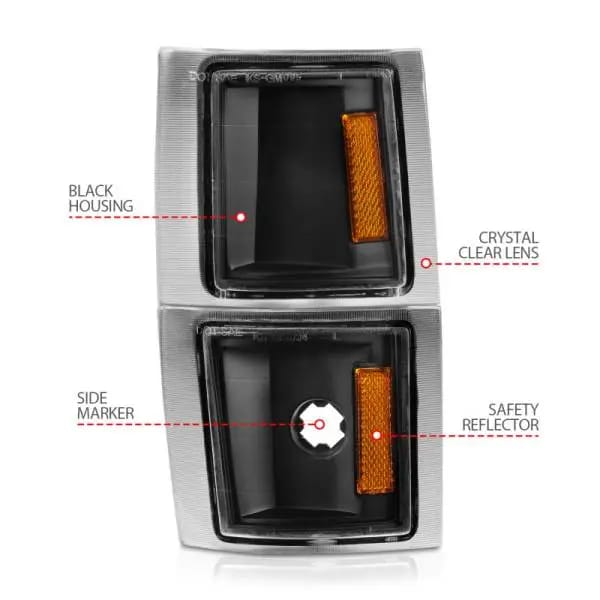 ANZO 1994-1998 Chevrolet Blazer Corner Lights Black Housing Clear Lens w/ Amber Reflector thumbnail 5