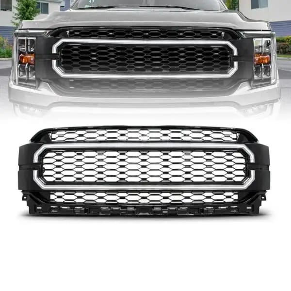 ANZO 21-23 Ford F150 Black Housing Full LED Light Tube Front Grille thumbnail 2