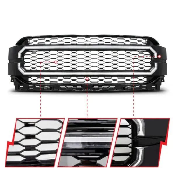 ANZO 21-23 Ford F150 Black Housing Full LED Light Tube Front Grille thumbnail 3