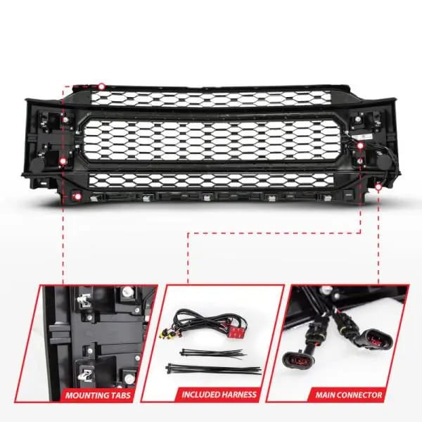 ANZO 21-23 Ford F150 Black Housing Full LED Light Tube Front Grille thumbnail 5