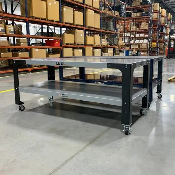 Wehrli Modular Steel Work Bench Leg Kit 40in Tall x .120in Thick - Flat Black thumbnail 5