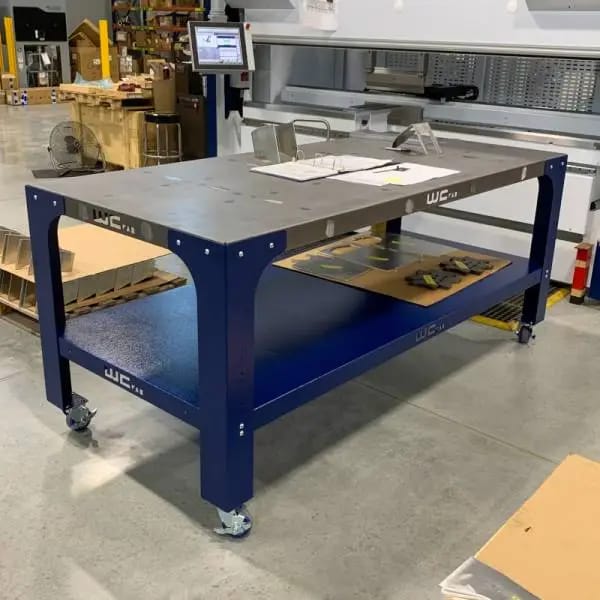 Wehrli Modular Steel Work Bench Leg Kit, 34in. Tall x .120in. Thick, Blueberry Frost thumbnail 3