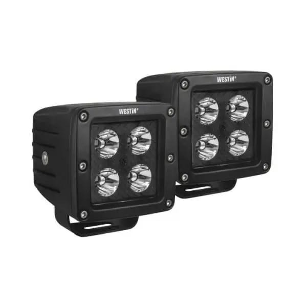 Westin HyperQ LED Auxiliary Lights 3in x 3in cube 20w Flood - Black thumbnail 3