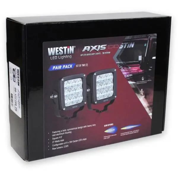 Westin Axis LED Auxiliary Light 4.5 inch x 4.5 inch Square Flood w/3W Osram (Set of 2) - Black thumbnail 3