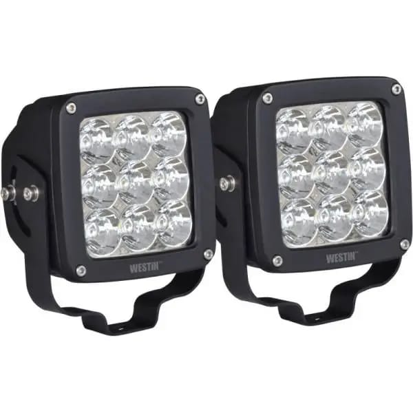 Westin Axis LED Auxiliary Light 4.5 inch x 4.5 inch Square Flood w/3W Osram (Set of 2) - Black thumbnail 4