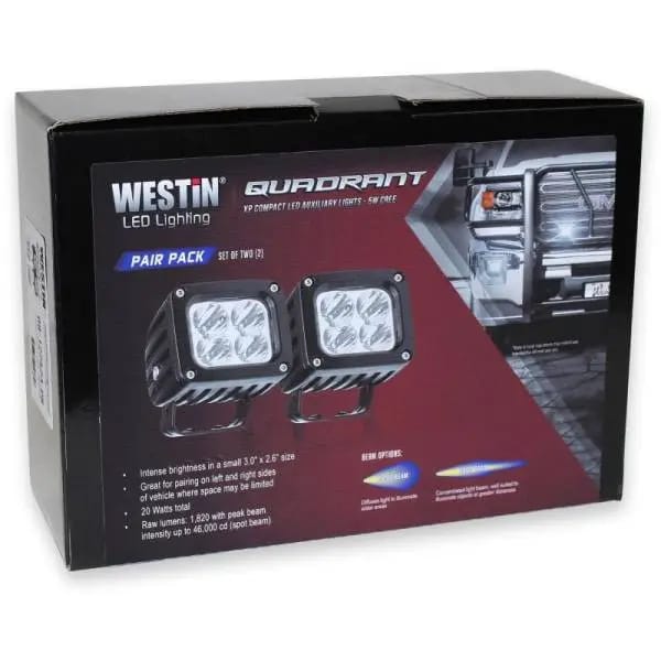 Westin Quadrant LED Auxiliary Light 3 inch x 2.5 inch Flood w/5W Cree (Set of 2) - Black thumbnail 3