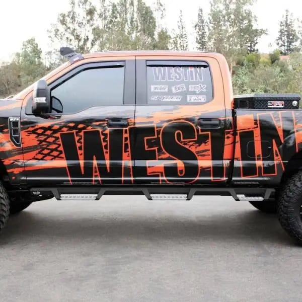 Westin/HDX 17-18 Ford F-250/350 Crew Cab (6.75ft Bed) Stainless Drop Nerf Step Bars - Textured Black thumbnail 5
