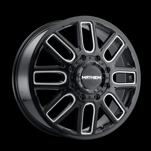 Mayhem 8107D Cogent Dually 22x8.25 / 8x200 BP / 115mm Offset / 142mm Hub Black w/Milled Spokes Wheel