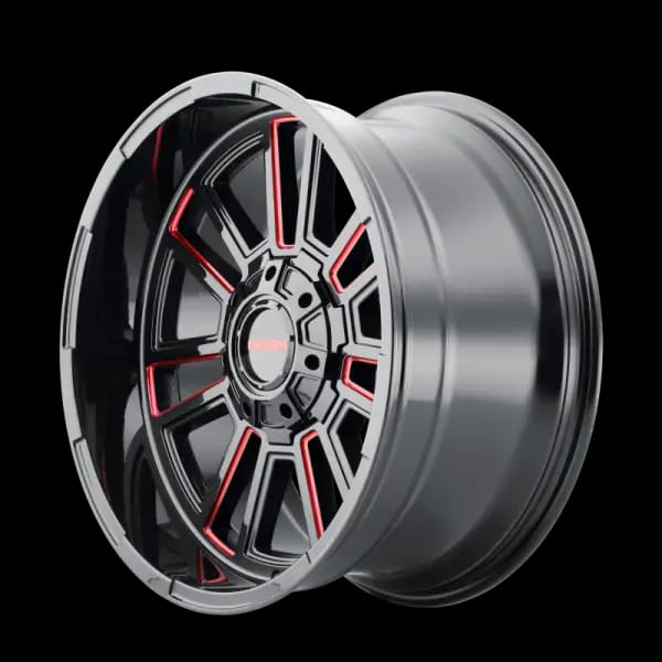 Mayhem 8115 Apollo 20x9 / 8x165.1 BP / 18mm Offset / 125.2mm Hub Black w/ Prism Red Wheel thumbnail 2