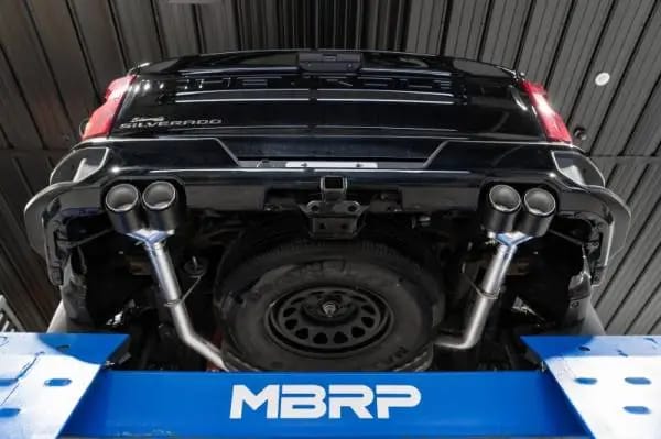 MBRP 19-21 Chevy Silverado 1500 6.2L 2.5in Dual Split Rear Cat Back w/ Quad Carbon Fiber Tips- T304 thumbnail 4