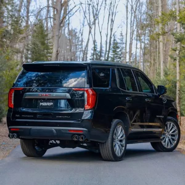 MBRP 2021+ Chevy Tahoe / GMC Yukon T304 SS 3in Cat-Back Dual Split Exhaust w/ Quad Carbon Fiber Tips thumbnail 3