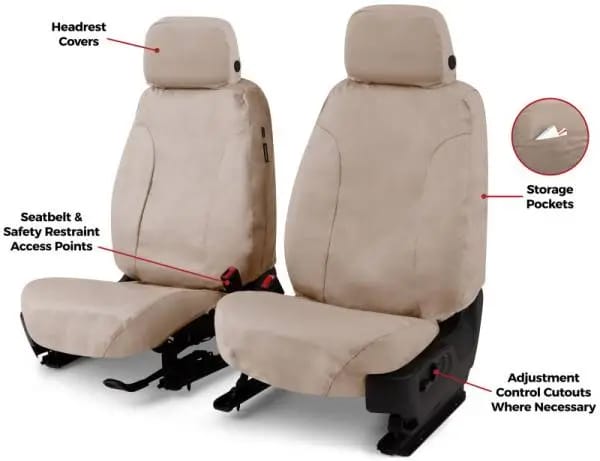 Covercraft 19-20 Ford F150/ Polycotton SeatSaver Custom Front Row Seat Covers - Taupe thumbnail 3