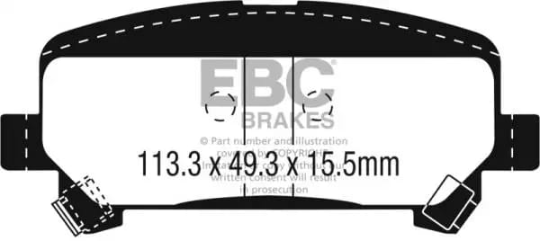 EBC 15+ Chevrolet Colorado 2.5 Ultimax2 Rear Brake Pads thumbnail 2