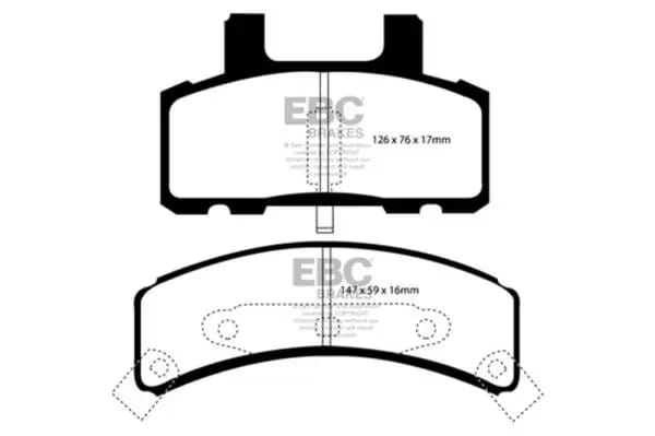 EBC 97-99 Cadillac Deville 4.6 (Rear Drums) Ultimax2 Front Brake Pads thumbnail 2