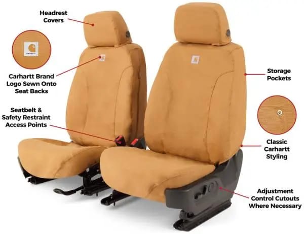 Covercraft 15-18 Ford F150 Carhartt SeatSaver Custom Front Row Seat Covers - Brown thumbnail 4