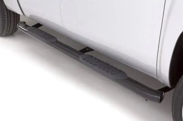 Lund 99-17 Chevy Silverado 1500 Std. Cab (Body Mount) 5in. Oval Curved Steel Nerf Bars - Black thumbnail 3