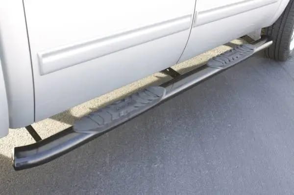 Lund 01-13 Chevy Silverado 1500 Crew Cab 5in. Oval Curved Steel Nerf Bars - Black thumbnail 6