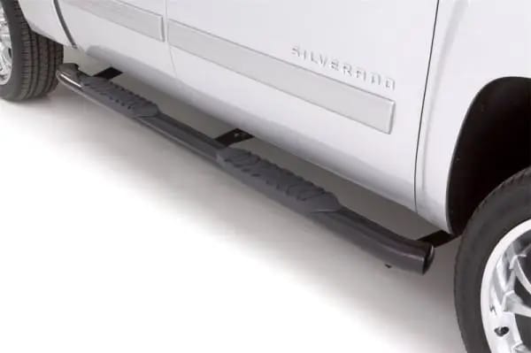 Lund 01-13 Chevy Silverado 1500 Crew Cab 5in. Oval Curved Steel Nerf Bars - Black thumbnail 7