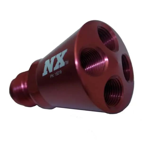 Nitrous Express 4 Port Showerhead Distribution Block w/6AN Inlet - Red thumbnail 2