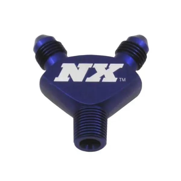 Nitrous Express 1/8NPT x 3AN x 3AN Billet Pure-Flo Y Fitting - Blue