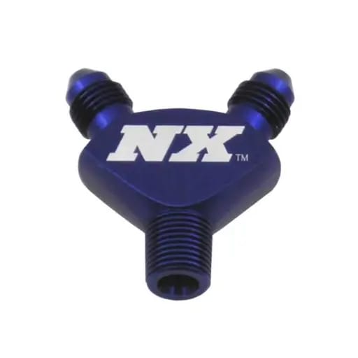 Nitrous Express 1/8NPT x 3AN x 3AN Billet Pure-Flo Y Fitting - Blue