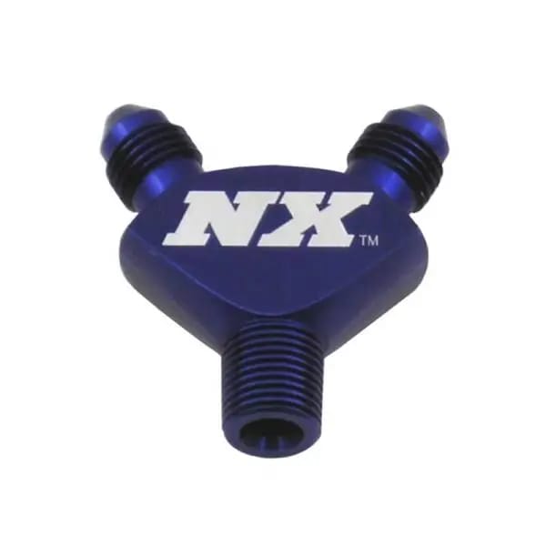 Nitrous Express 1/8NPT x 3AN x 3AN Billet Pure-Flo Y Fitting - Blue thumbnail 2