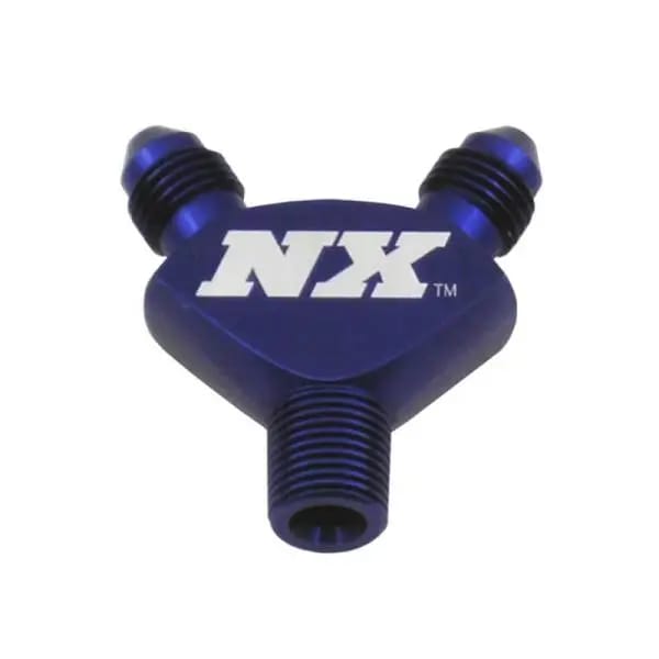 Nitrous Express 1/8NPT x 3AN x 3AN Billet Pure-Flo Y Fitting - Blue thumbnail 3
