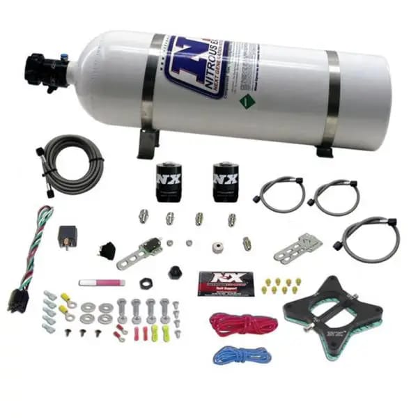 Nitrous Express 96-04 Ford Mustang 4.6L 2 Valve Nitrous Plate Kit w/15lb Bottle thumbnail 3