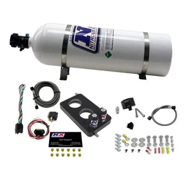 Nitrous Express 05-10 Ford Mustang 4.6L 3 Valve Nitrous Plate Kit (50-150HP) w/15lb Bottle thumbnail 2