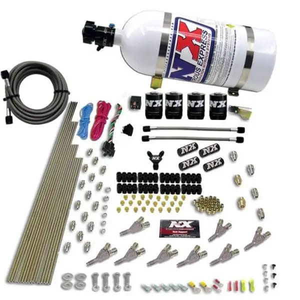 Nitrous Express STD Nozzle Nitrous Kit (200-500HP) Gas w/Dist Block & 4 Solenoids w/10lb Bottle thumbnail 3