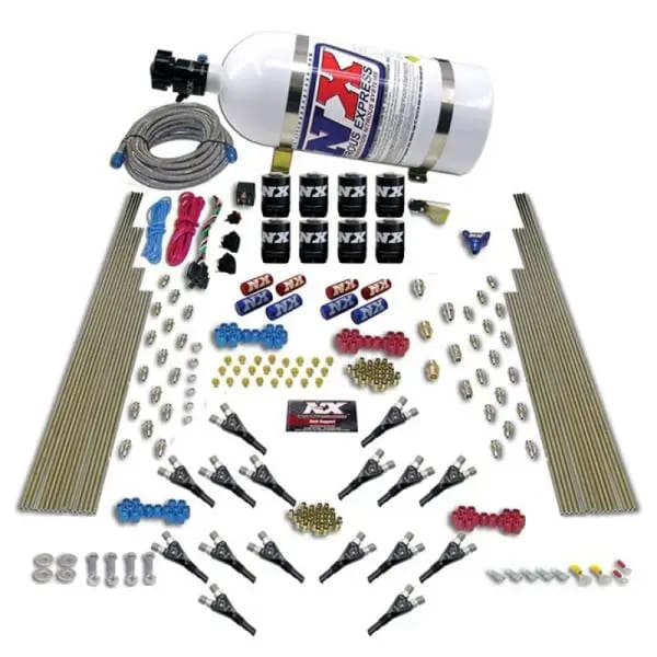 Nitrous Express Shark Dual Stage/Gas 16 Nozzles 8 Solenoids Nitrous Kit (200-1200HP) w/10lb Bottle thumbnail 3